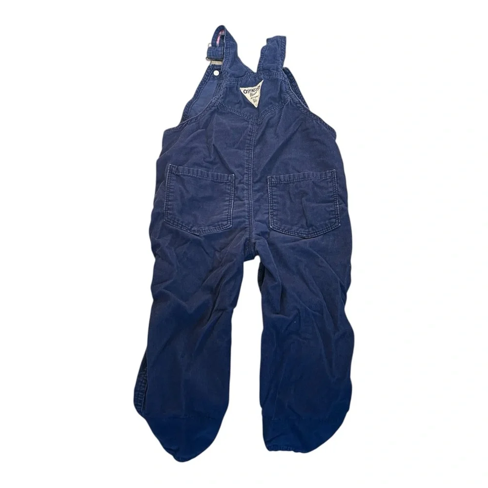 Oshkosh B'Gosh Blue Corduroy Pink Plaid Overalls Size 18-24 Months‎